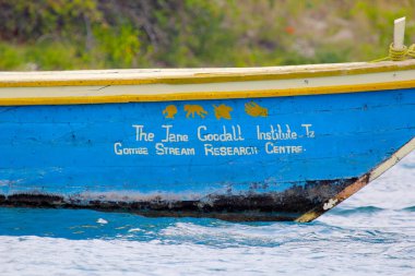 Boat of the Jane Goodall Institute in Gombe clipart