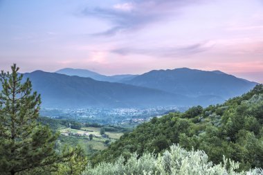 Pembe günbatımı Apennines İtalya