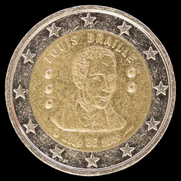 Commemorative two euro coin issued by Belgium in 2009 to celebra Royalty Free Stock Photos