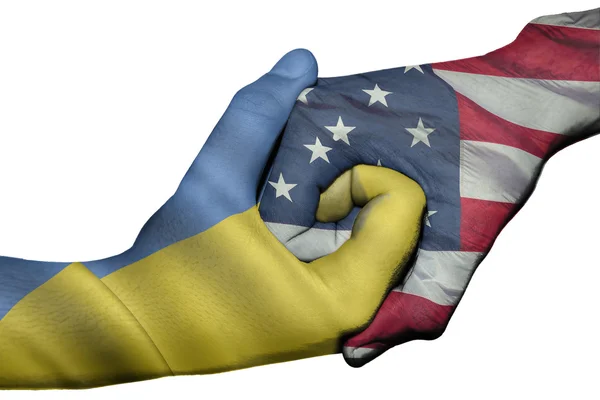 Handslag mellan Ukraina och USA — Stockfoto