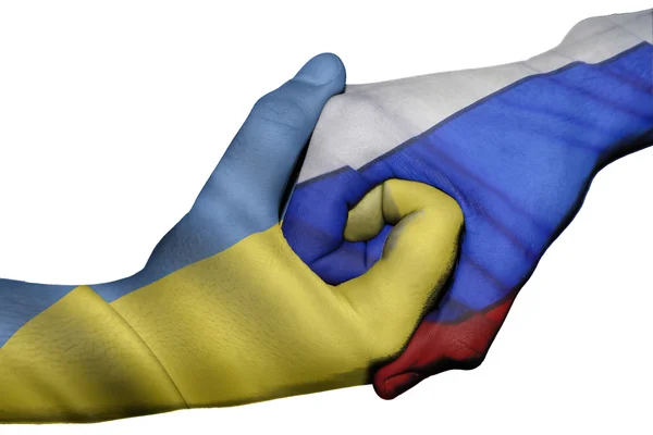 Handshake between Ukraine and Russia — Stock Photo, Image