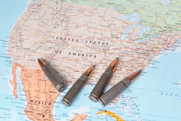 Kugeln auf der Karte der Vereinigten Staaten von Amerika — Stockfoto