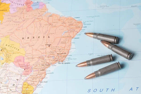 Kugeln auf der Karte von Brasilien — Stockfoto