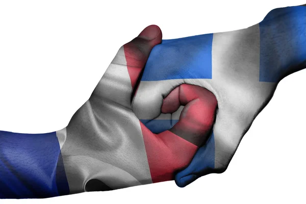 Handshake between France and Greece — Stock Photo, Image