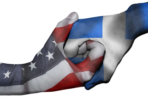 Handshake between United States and Greece — Stock Photo, Image