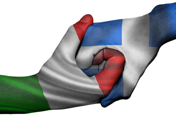 Handshake between Italy and Greece — ストック写真