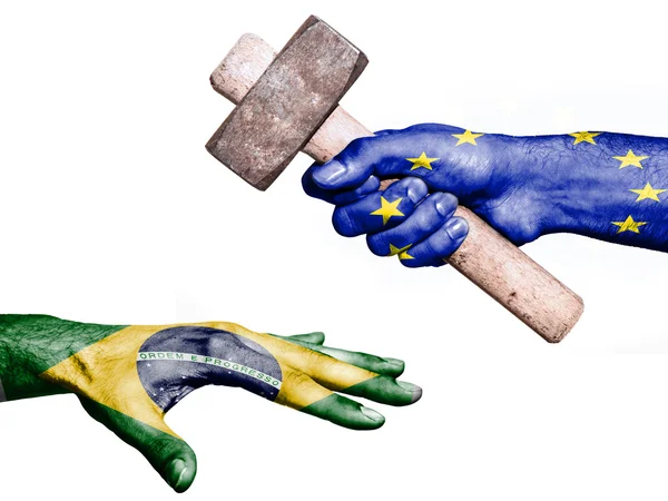 Europese Unie Brazilië raken met een zware hamer — Stockfoto