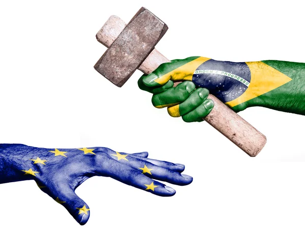 Brazilië raken van de Europese Unie met een zware hamer — Stockfoto