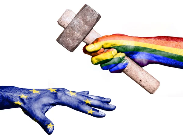 Peace hitting European Union with a heavy hammer — Stockfoto