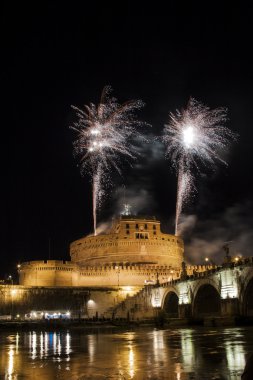 Havai fişek ateş Castel Sant' Angelo, Roma, İtalya
