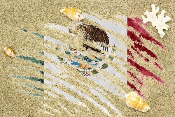 ธงของเม็กซิโกภายใต้พื้นหลังชายหาด — ภาพถ่ายสต็อก
