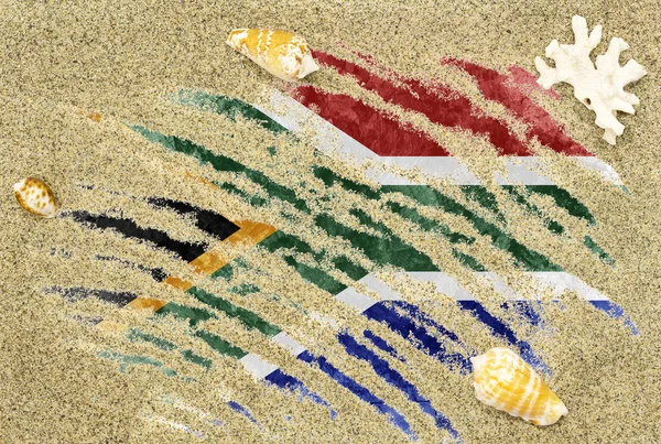 Güney Afrika bayrağı altında bir plaj arka plan — Stok fotoğraf