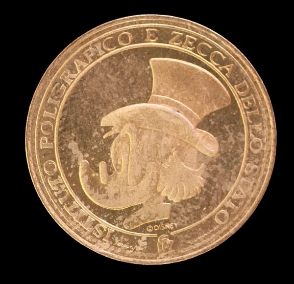 Walt Disney coin depicting the portrait of Uncle Scrooge McDuck — стокове фото