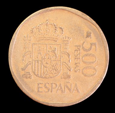 Tail of 500 pesetas coin, issued by Spain in 1989