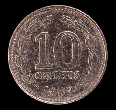 1959 yılında Arjantin tarafından verilen 10 centavos madalyonun kuyruk