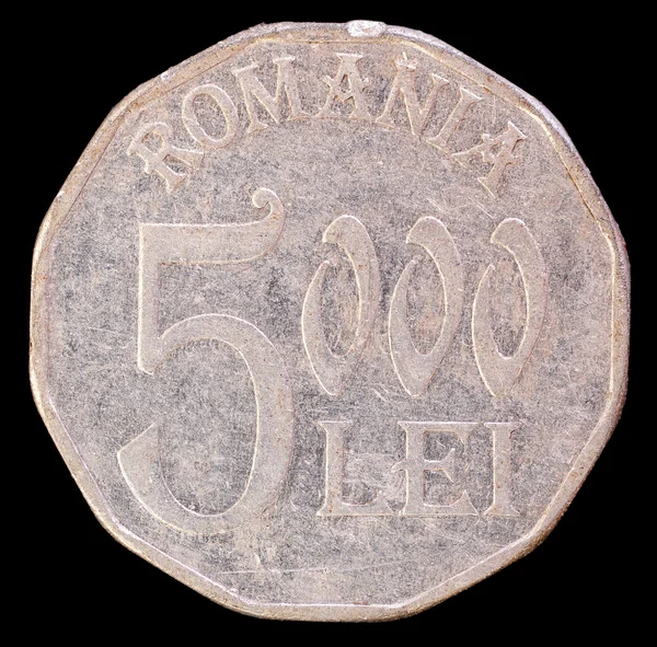Tail of 5000 lei coin, issued by Romania in 2002 — Zdjęcie stockowe
