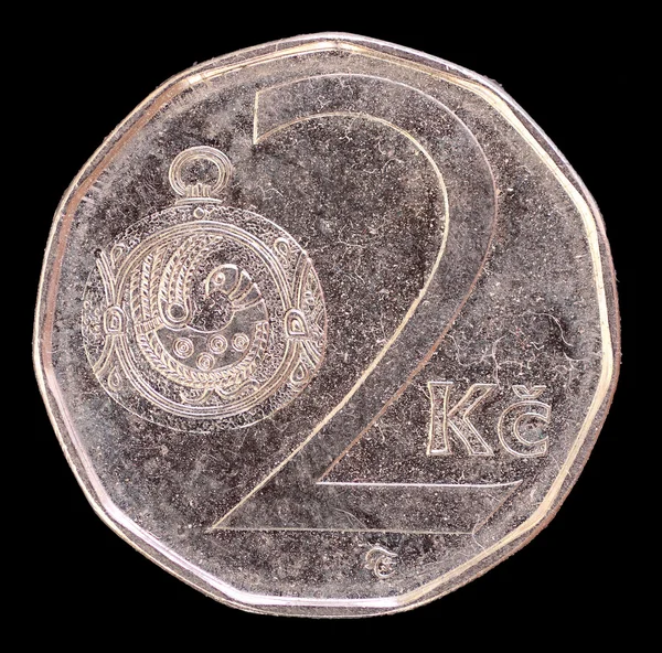 Coda di moneta da 2 corone, emessa dalla Repubblica Ceca nel 2009 raffigurante un grande gioiello-bottone moravo — Foto Stock