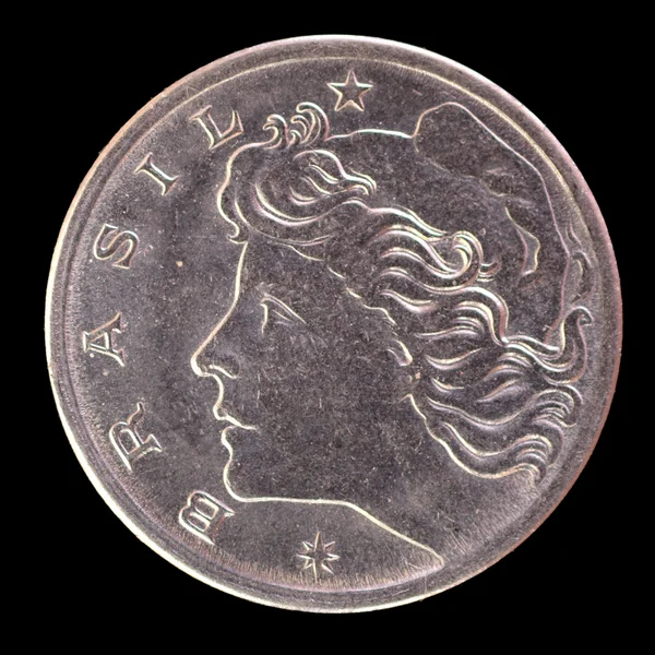 Głowę 5 centavos monety, wydany w 1969 roku przedstawiająca wizerunek wolności przez Brazylia — Zdjęcie stockowe