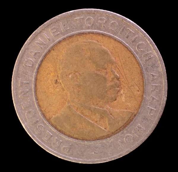 Head of a coin from Kenya depicting the portrait of the president Daniel Toroitich arap Moi — Stock Photo, Image