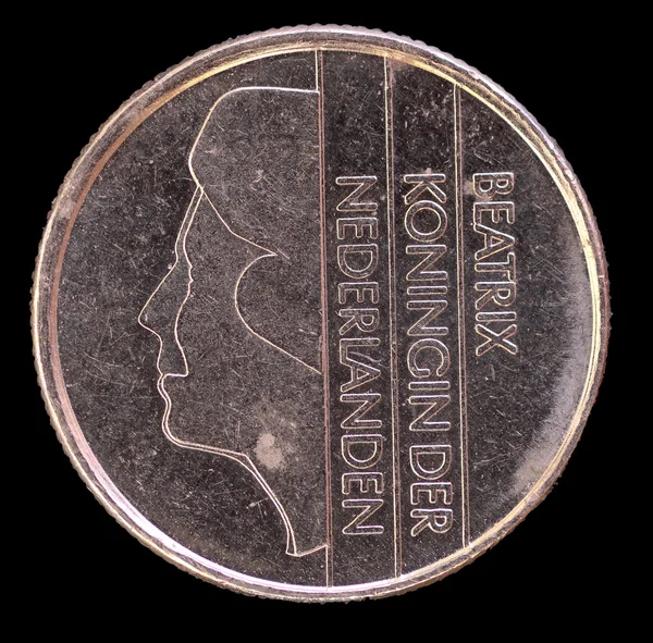 Szef 25 centów guilder monety, wydane przez Niderlandy w 1985 r. przedstawiający portret księżniczka Beatrix — Zdjęcie stockowe