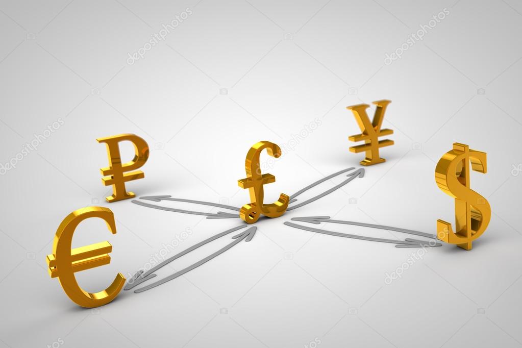 Golden Currency signs. Pound