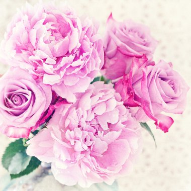 Peony and roses clipart