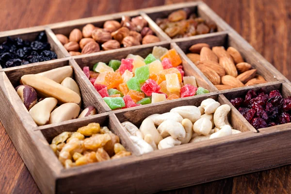 Nuts and dried berries collection — Stock Photo, Image