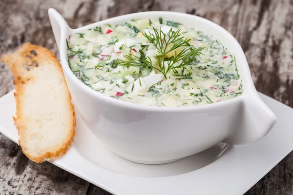 Cold soup okroshka — Stock Photo, Image