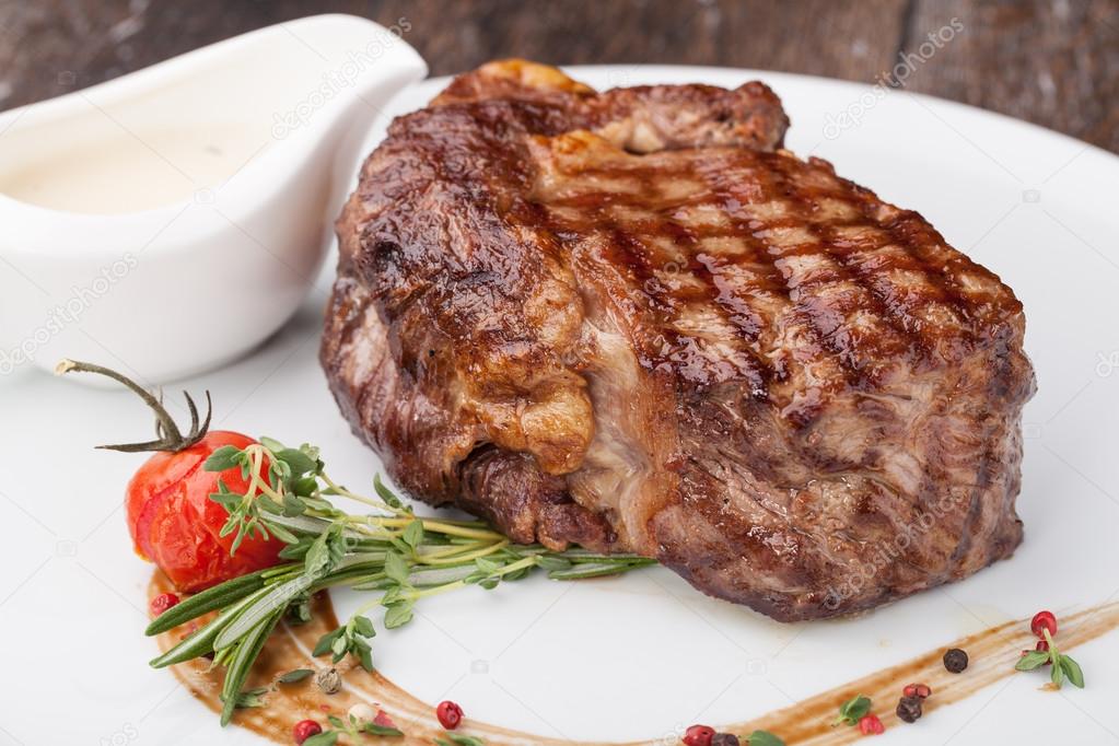 Grilled beef steak — Stock Photo © gresey 111557950