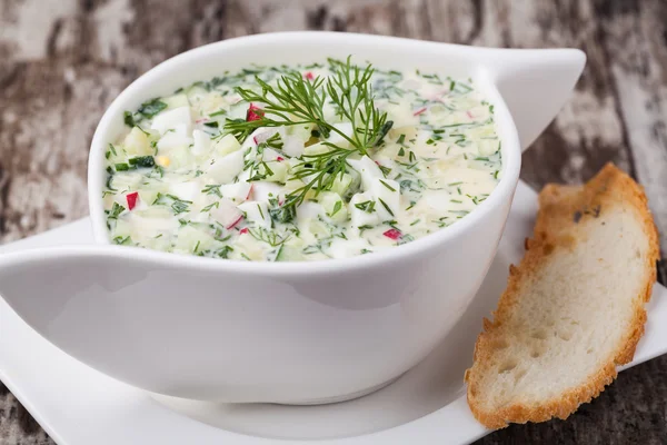 Cold soup okroshka — Stock Photo, Image