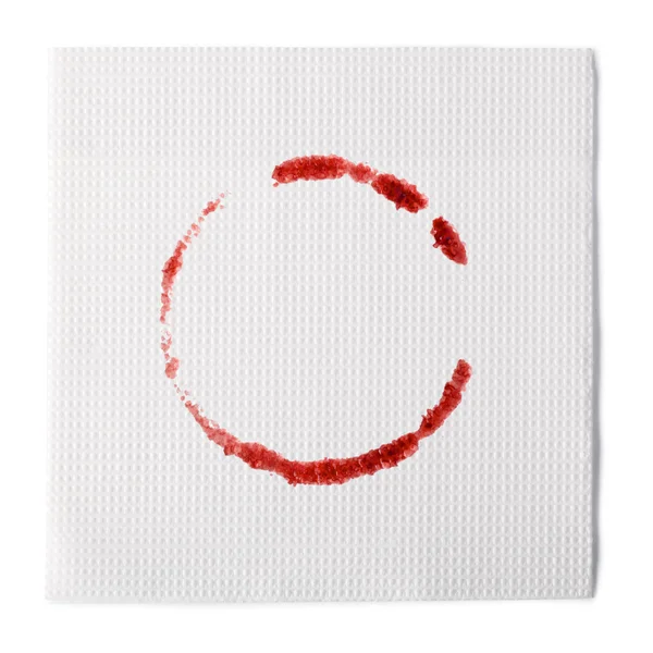 葡萄酒纸餐巾染色孤立在白色背景 — 图库照片