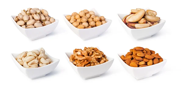 Nuts collection isolated on a white background — Stock Photo, Image