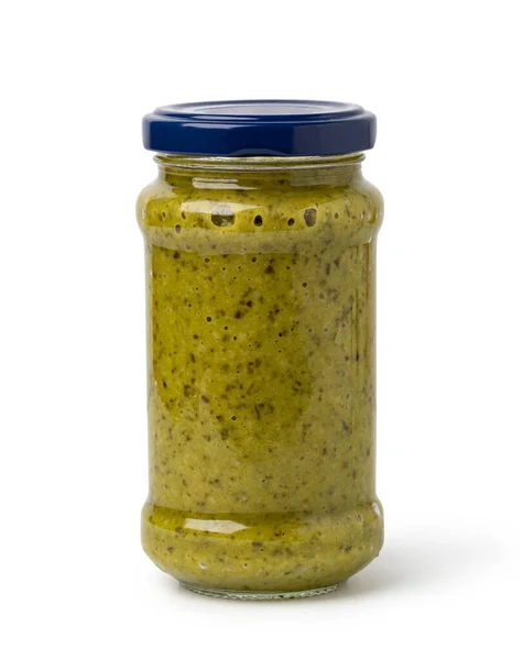 Salsa Pesto Basilico Isolata Fondo Bianco — Foto Stock