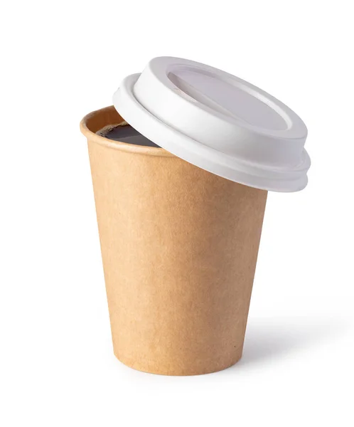 Tasse Papier Café Isolé Sur Fond Blanc — Photo