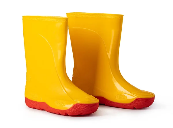 Yellow Rubber Boots Isolated White Background — Stock Photo, Image