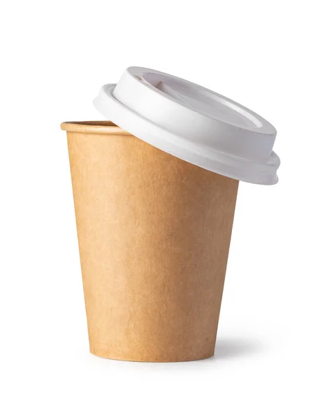 Tasse Papier Café Isolé Sur Fond Blanc — Photo