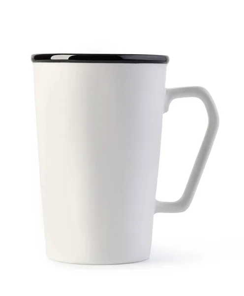 Caneca Cerâmica Branca Isolado Sobre Fundo Branco — Fotografia de Stock