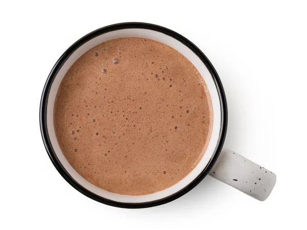 Beker Warme Chocolademelk Geïsoleerd Witte Achtergrond — Stockfoto