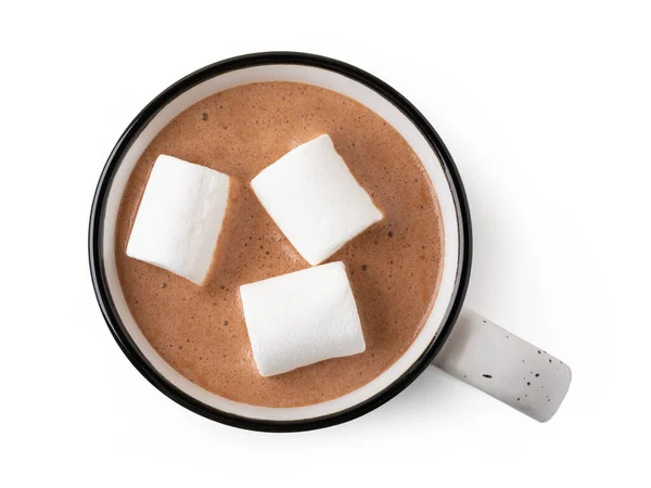 Beker Warme Chocolademelk Met Marshmallow Geïsoleerd Witte Achtergrond — Stockfoto