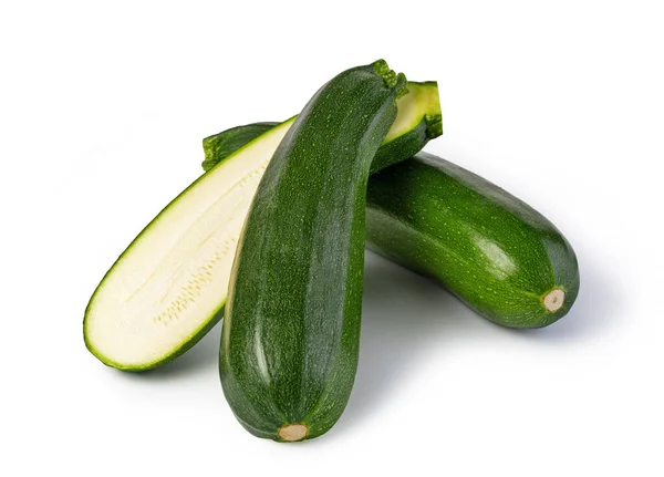 Zucchine Fresche Verdi Isolate Fondo Bianco — Foto Stock