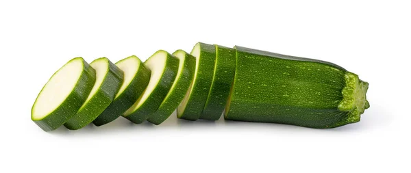 Färska Gröna Zucchini Skivor Isolerade Vit Bakgrund — Stockfoto