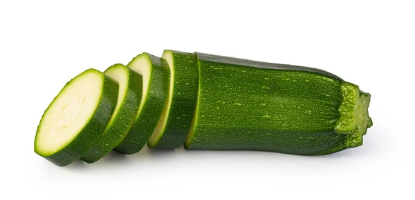 Färska Gröna Zucchini Skivor Isolerade Vit Bakgrund — Stockfoto