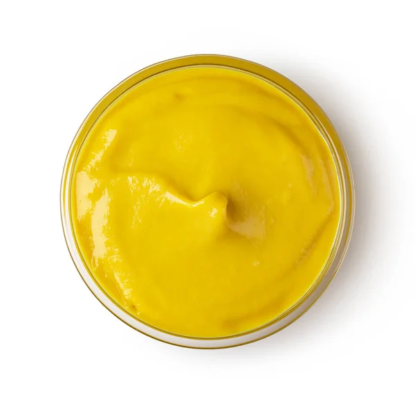 Bowl Mustard Isolated White Background — Stock Photo, Image