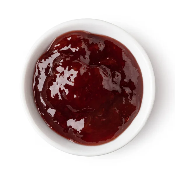 Bol Verre Confiture Baies Rouges Isolé Sur Fond Blanc — Photo