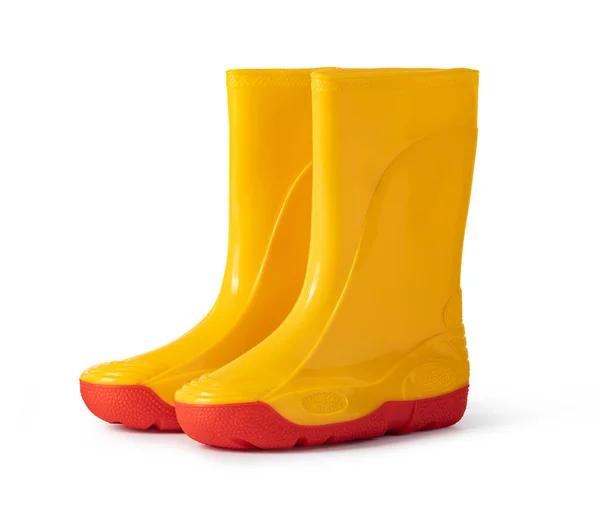 Yellow Rubber Boots Isolated White Background — Stock Photo, Image