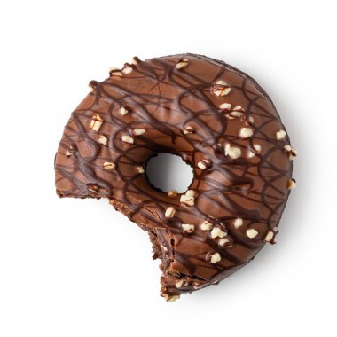 Beyaz arka planda serpiştirilmiş çörekler. Üst görünüm.