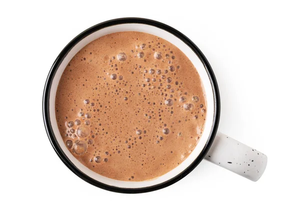 Beker Warme Chocolademelk Geïsoleerd Witte Achtergrond — Stockfoto