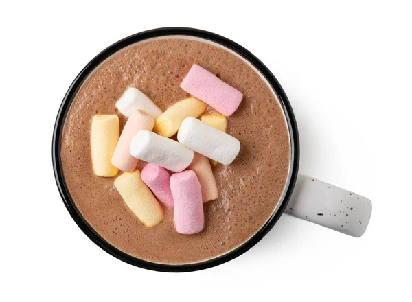 Xícara Chocolate Quente Com Marshmallow Isolado Fundo Branco — Fotografia de Stock