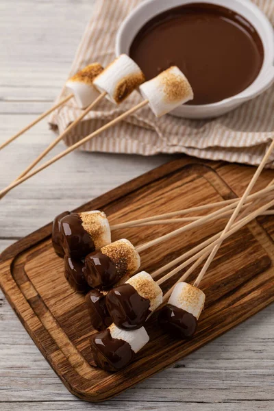 Marshmallow Vecchio Tavolo Legno — Foto Stock