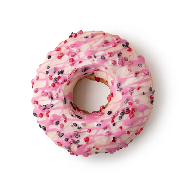 Donuts Colorful Sprinkles Isolated White Background Top View — Stock Photo, Image